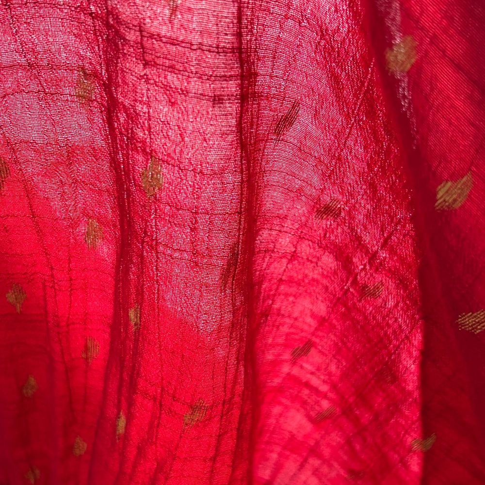 Cato Boho Flowy Peasant Bell Sleeve Blouse - 18/20W - Crimson Red, Gold - Picture 7 of 12